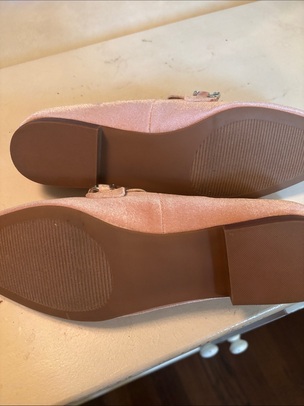 Steve Madden Pink Velvet Loafers with Crystal Chain Detail - Picture 3 of 9